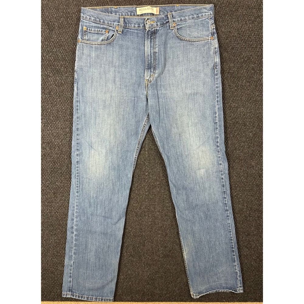 Y2K Levi's 505 Jeans Mens 38x34 Regular Fit Straight Leg Light Wash Blue Denim